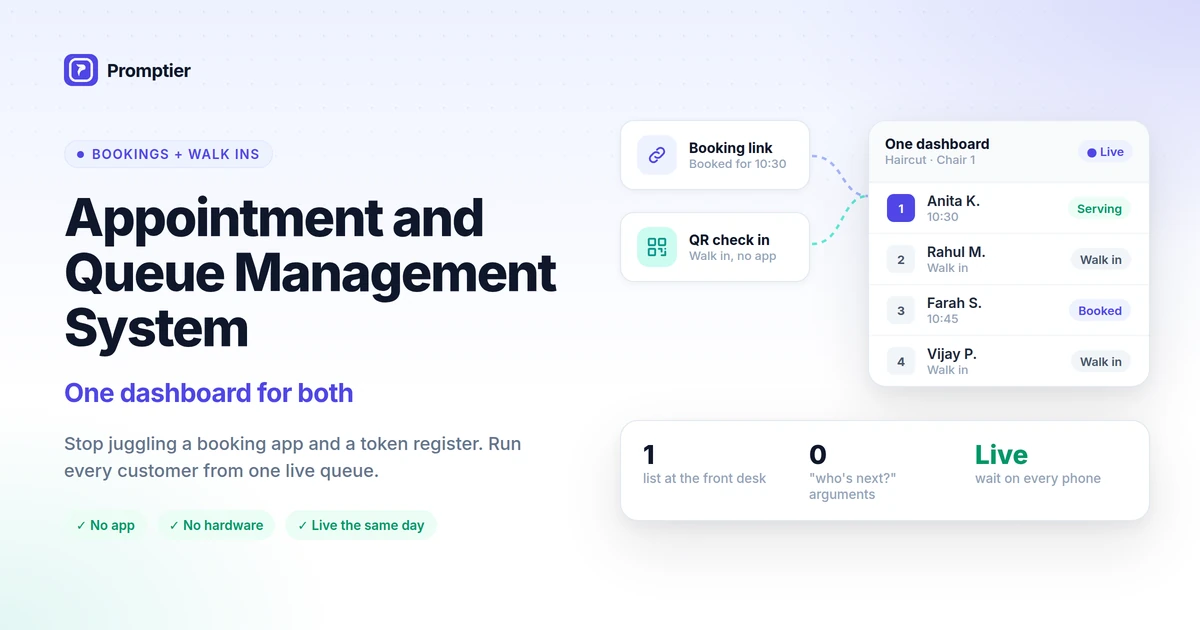 Appointment and Queue Management System: One Dashboard for Both